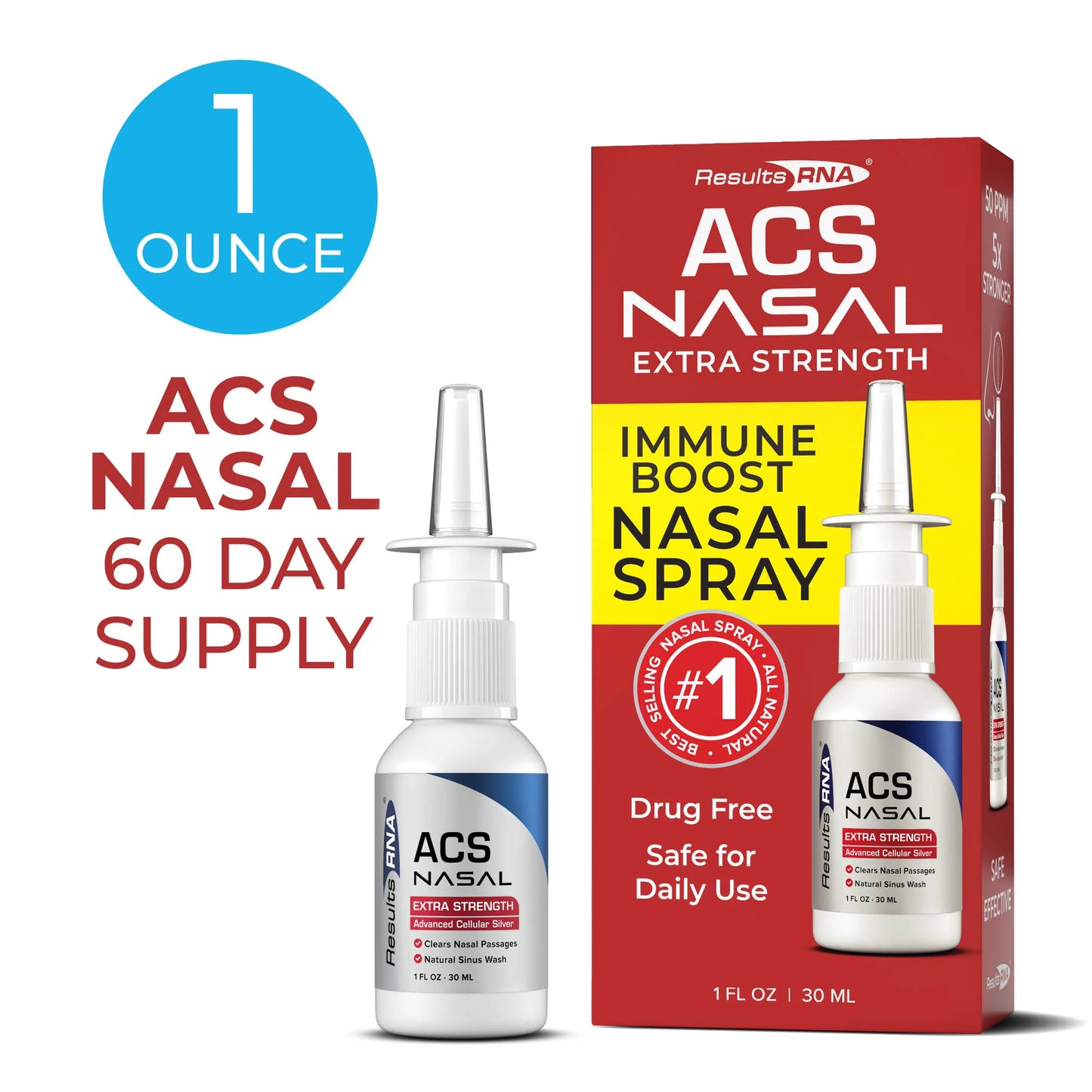3 bottle Pack Results RNA, ACS 200 Nasal Extra Strength, 1 fl oz ea - Newest Exp